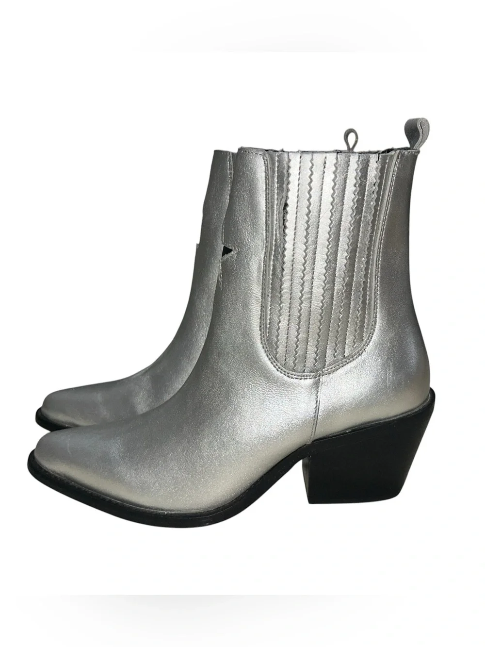 NEW BALA DI GALA women's Lyra Silver  premium leather ankle boots size 8